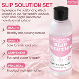Solution de lissage Polygel, kit de solution de glissement Polygel, solution de lissage 75 ml, comprend 5 pinces à ongles, 3 brosses à ongles, 1 tasse en cristal, 100 feuilles de nettoyage