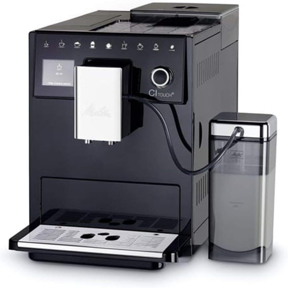 Melitta CI Touch - Machine à expresso entièrement automatique avec système de lait, machine à expresso avec moulin à café intégré et mousseur à lait, par ex. pour expresso ou cappuccino, argent