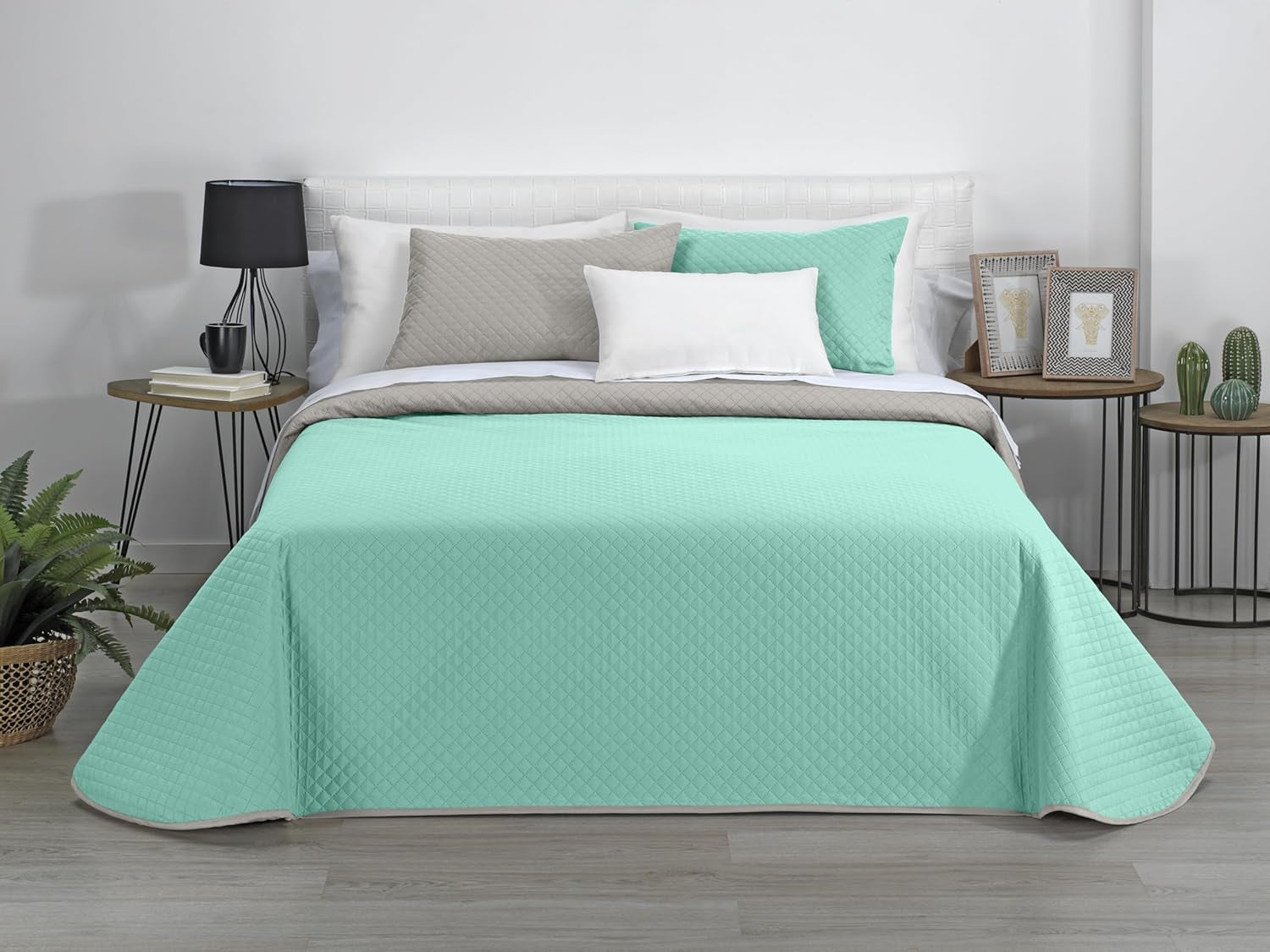 AVA | Courtepointe réversible | Pour toutes les saisons | Couleur – Beige/Turquoise | Pour lit 180 cm. (270 X 270 Cm. Ancho X Alto) | Quilt matelassé Quilts et quilts Naty Shop Titre par défaut