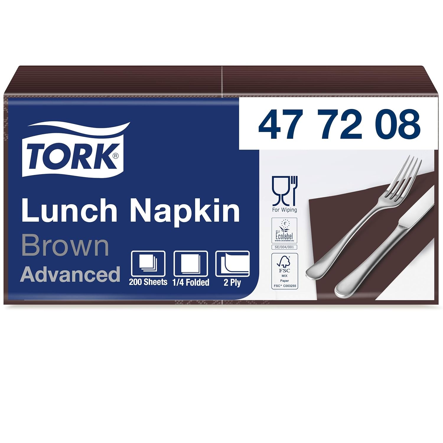 Tork 477840 Serviettes à déjeuner citron vert / Serviettes 2 épaisseurs pour petits repas ou collations / Qualité avancée / 10 X 200 (2000) Serviettes en papier / 32,6 X 33 cm (L X L) / 1/4 plié