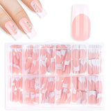 360pcs bouts d'ongles adhésifs pour ongles artificiels avec boîte de rangement et lime à ongles (rectangulaire)