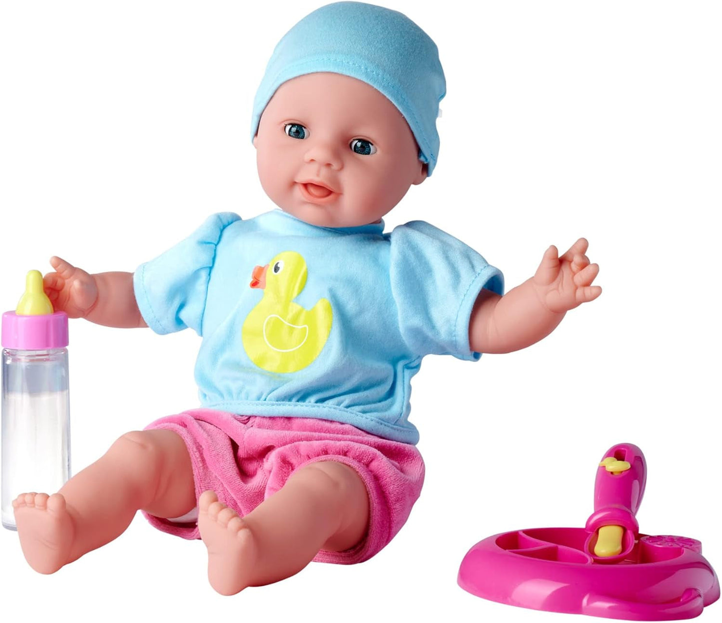 Simba 105010964 - Poupée douce Laura Hungry avec tétine, cuillère magique, biberon et assiette qui disparaissent, 38 cm, poupée pour enfants à partir de 2 ans