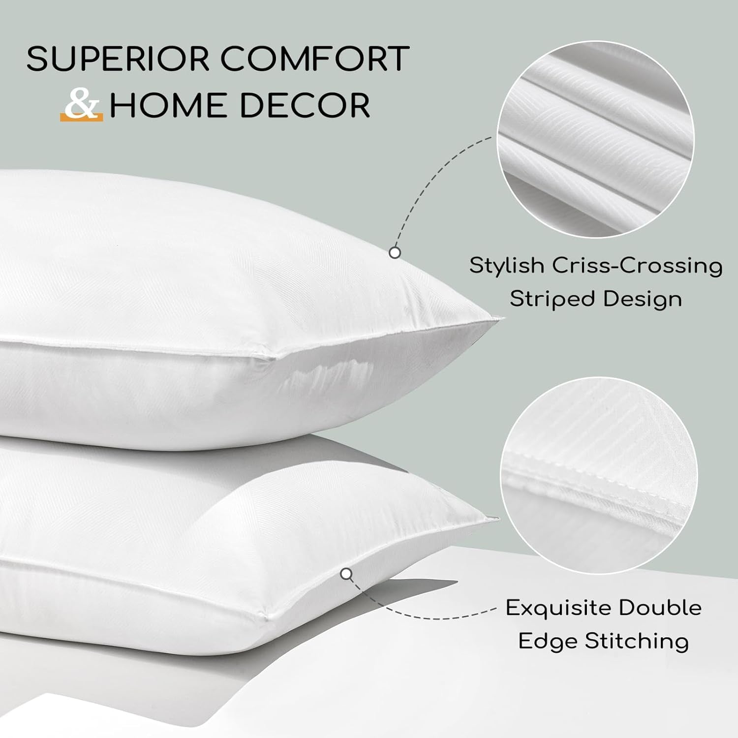 HARBOREST Oreiller de lit de couchage, 2 pièces, peluche de luxe, oreiller alternatif, idéal pour les dormeurs sur le côté et sur le dos, collection hôtelière, oreiller, taille standard/queen, 50,8 x 66 cm Naty Shop Oreillers standard
