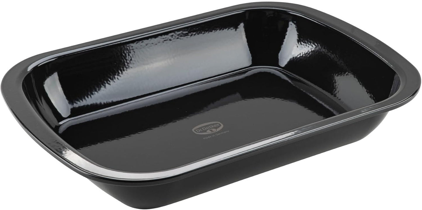 Dr. Oetker Back-Idee Kreativ Dessert- Und Auflaufform Aus Emaille, 39,5 X 28 X 6,5 Cm– Hitzebeständig Bis 400°C, Schnittfest, Kratzfest, Induktionsgeeignet, Schwarz Moules et plaques à pâtisserie Naty Shop 39 X 28 Cm