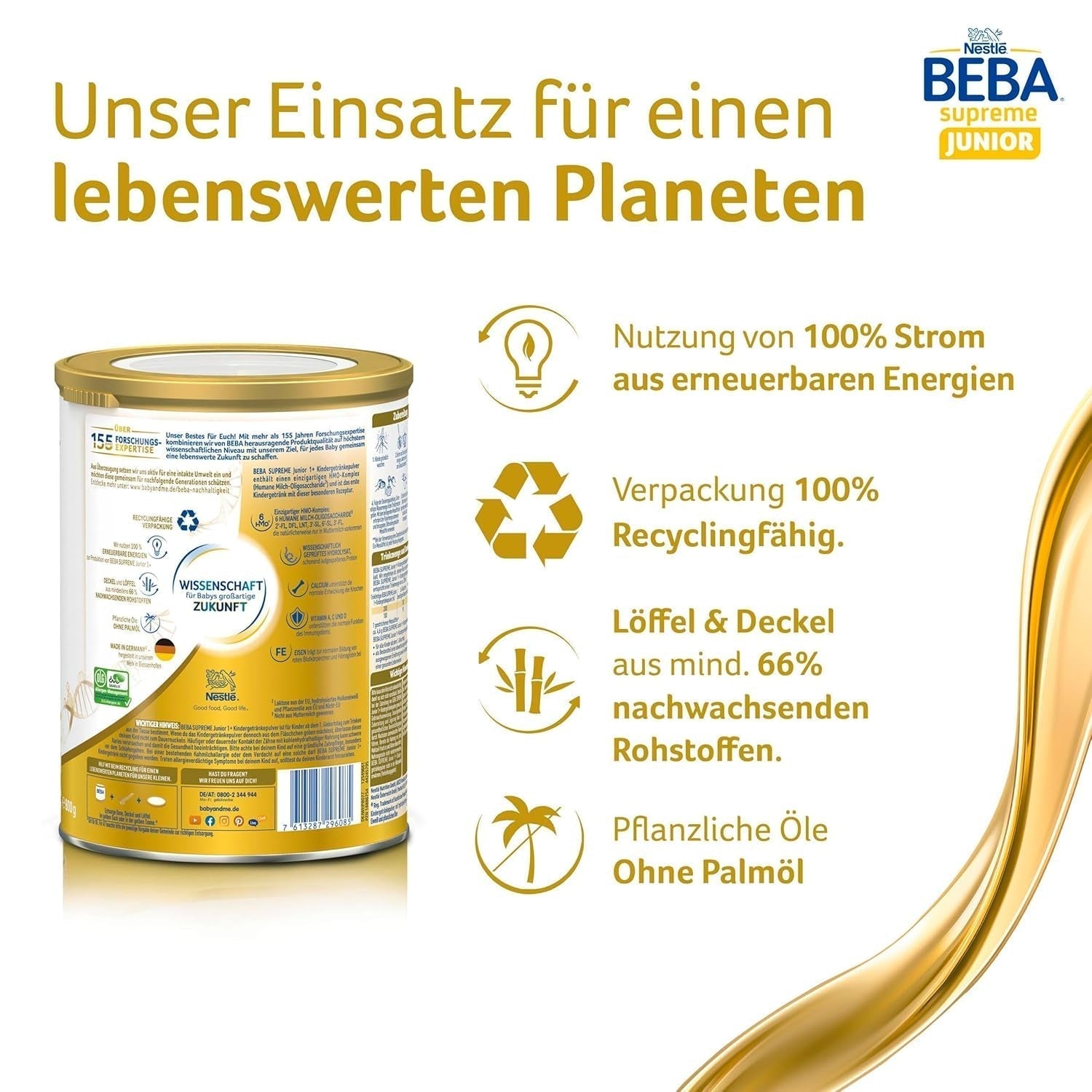 BEBA SUPREME 2 Lait de suite après 6 mois, lactose uniquement, sans huile de palme, pack de 6 (6 x 800g) Naty Shop
