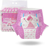 CutiePlusU Couches pour adultes, 10 pièces, culottes jetables pour incontinence avec drap pour femmes et hommes, absorption maximale pendant la nuit – Petite princesse (grande taille 94-119 cm)