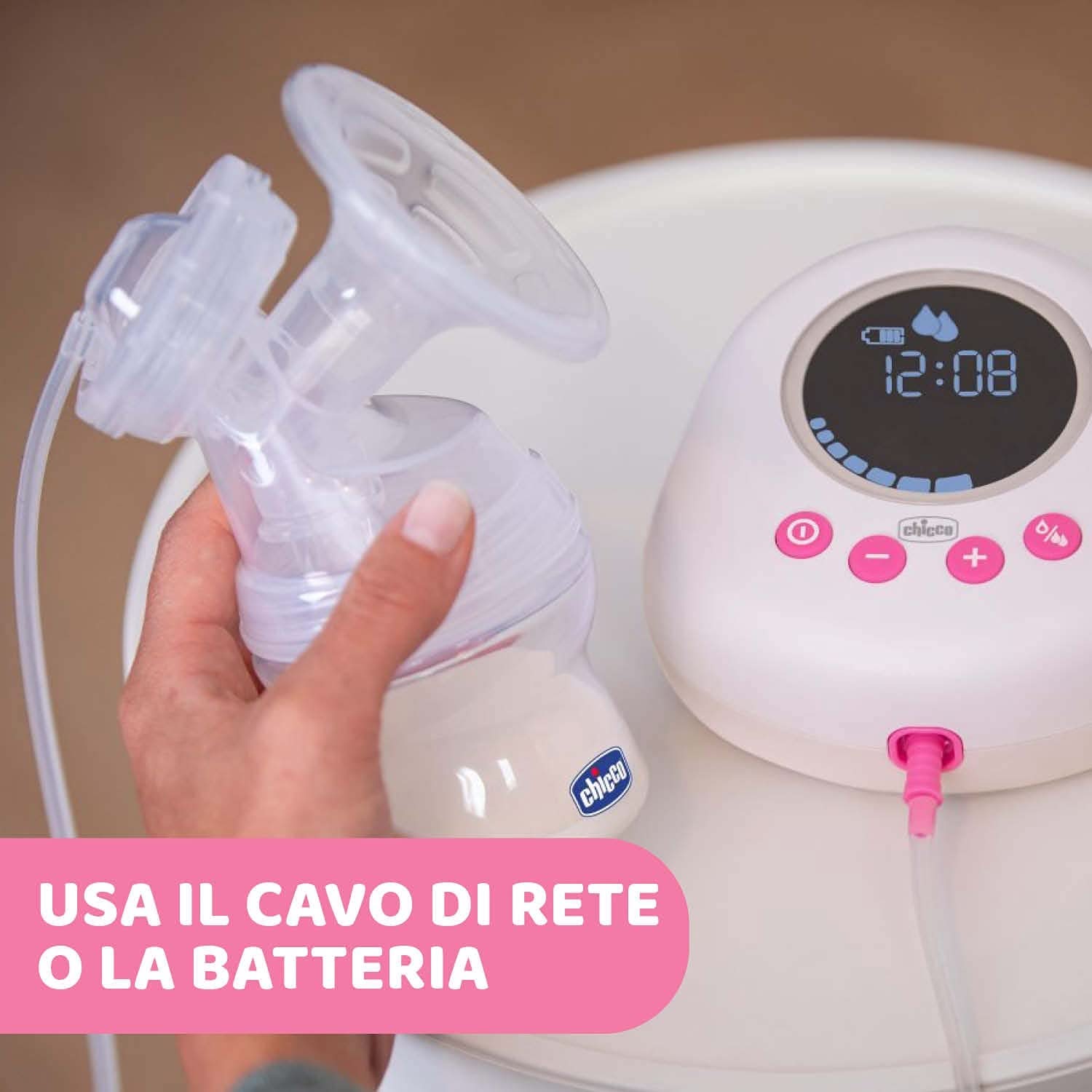 Tire-lait électrique Chicco avec phases de stimulation et d'extraction, 10 niveaux d'intensité, confortable et rapide, forme ergonomique, avec tétine inclinée et capuchon étanche, blanc, 150 ml Accessoires Alimentation et Allaitement Bebe Naty Shop