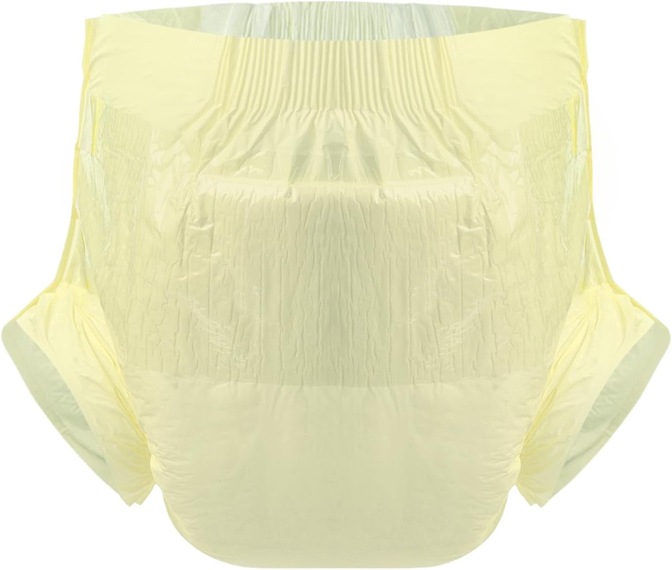 CutiePlusU Lot de 10 couches jetables pour incontinence avec boucles pour femme et homme, absorption maximale pendant la nuit – Jaune (taille moyenne 71-96 cm)