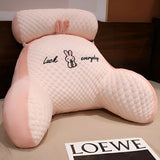 Oreiller de lecture avec accoudoirs, coussin de dossier pour lit, canapé, coussin de dossier extra large pour adulte pour lire avec rouleau de cou amovible (velours rose, 70 x 50 cm)