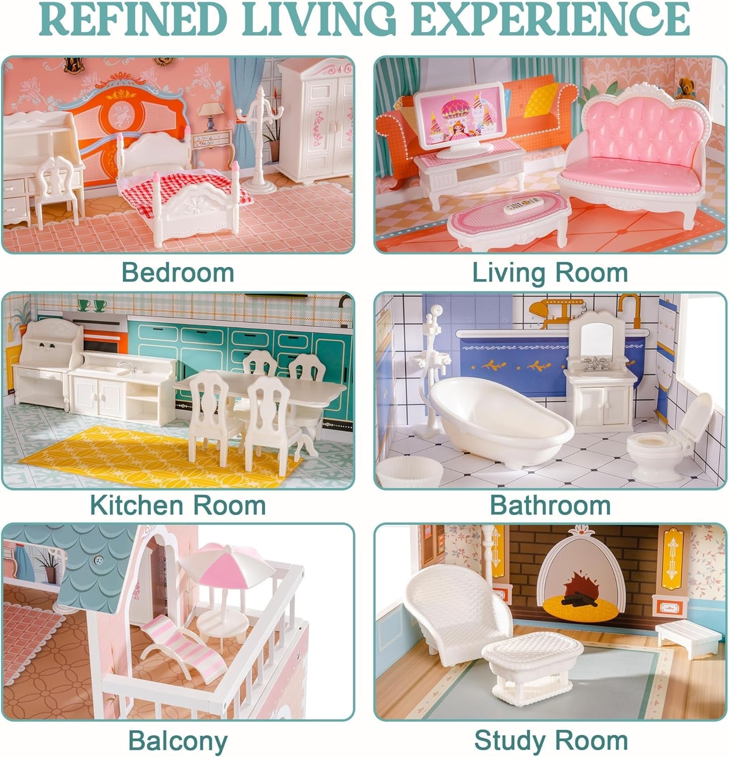 Maison de poupée en bois avec meubles et accessoires, maison de jeu pour filles, jouets de salle de jeux pour enfants, maisons de poupées, boutique Naty