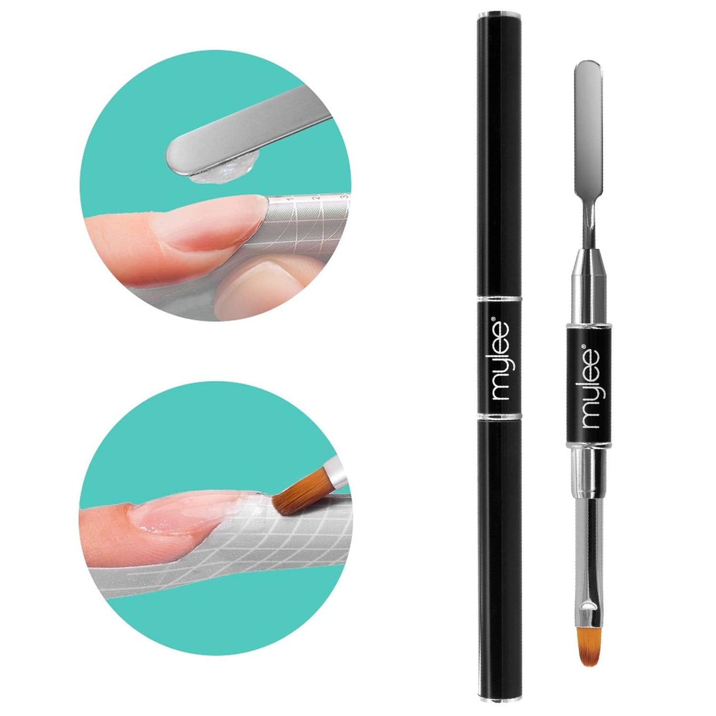 Mylee Magic Extender Gel Tool avec deux extrémités – Pinceaux et spatules 2 en 1 pour l'application UV/LED, les pointes de nez et les extensions