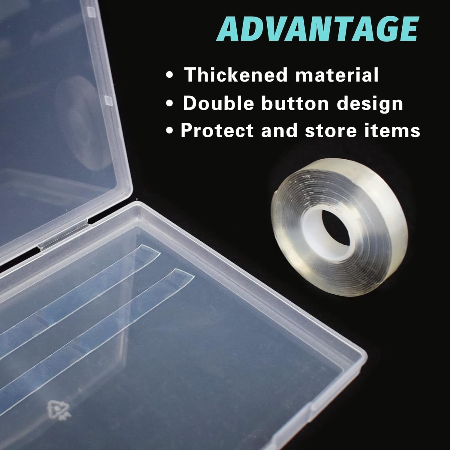 2 pièces 30 cm ruban adhésif double face boîte de rangement pour ongles artificiels boîte rectangulaire transparente boîtes d'emballage en plastique conteneur de pointes d'ongles ongles artificiels 21.8x15.5 cm