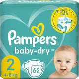 Couches Pampers Baby-Dry, taille 8, 43 couches, à partir de 19 kg, pack Jumbo+