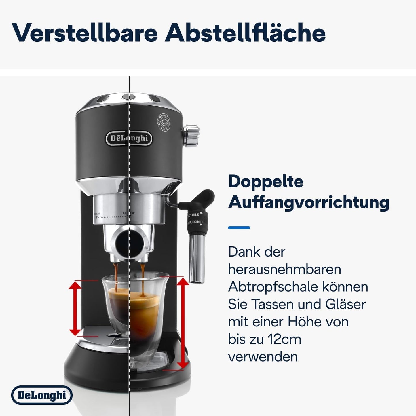 De'Longhi Dedica Style EC 685.B – Machine à expresso avec porte-filtre, machine à expresso avec mousseur à lait professionnel, seulement 15 cm de large, pour café moulu ou capsules ESE, réservoir d'eau 1 l, noir