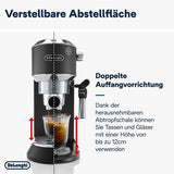De'Longhi Dedica Style EC 685.B – Machine à expresso avec porte-filtre, machine à expresso avec mousseur à lait professionnel, seulement 15 cm de large, pour café moulu ou capsules ESE, réservoir d'eau 1 l, noir
