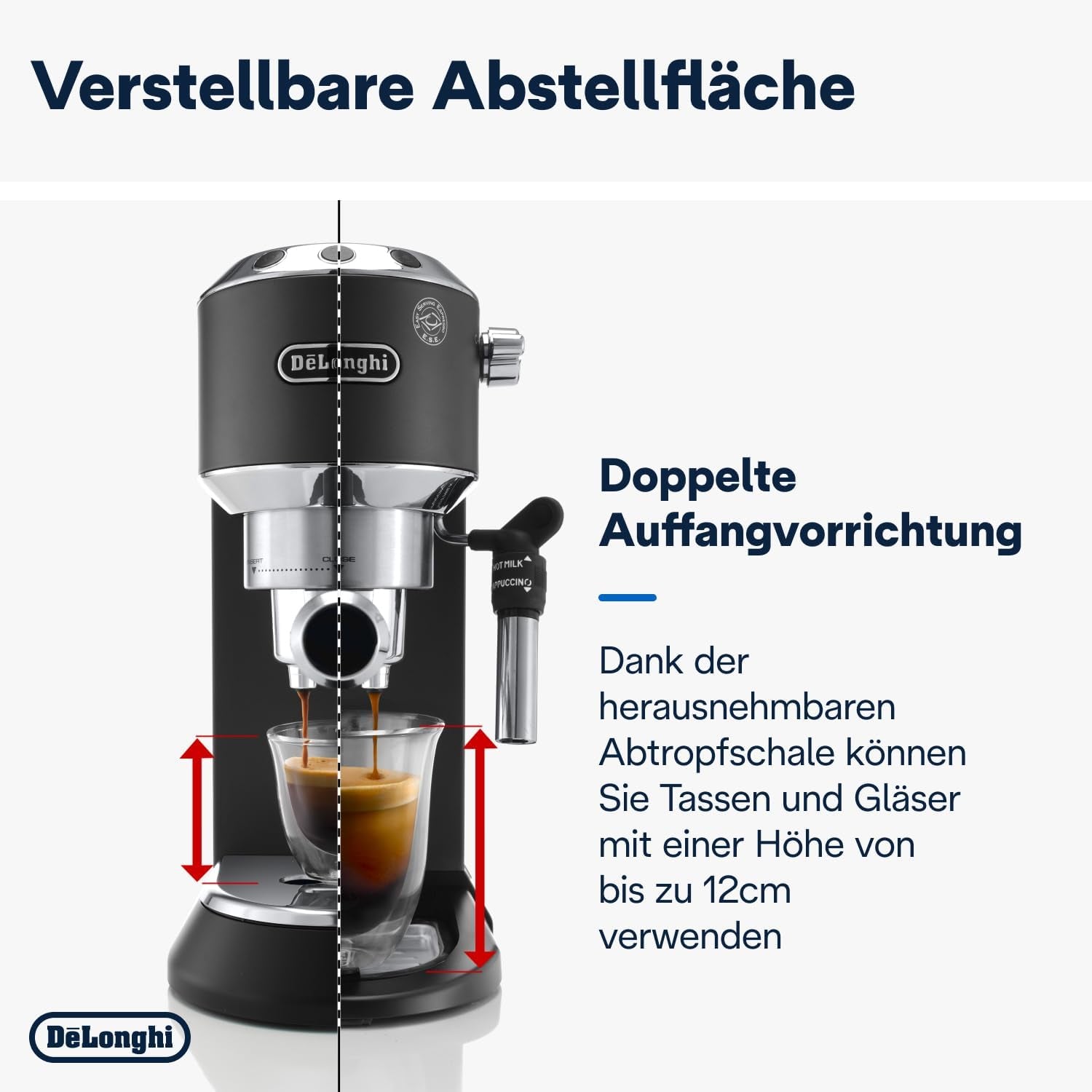De'Longhi Dedica Style EC 685.B – Machine à expresso avec porte-filtre, machine à expresso avec mousseur à lait professionnel, seulement 15 cm de large, pour café moulu ou capsules ESE, réservoir d'eau 1 l, noir