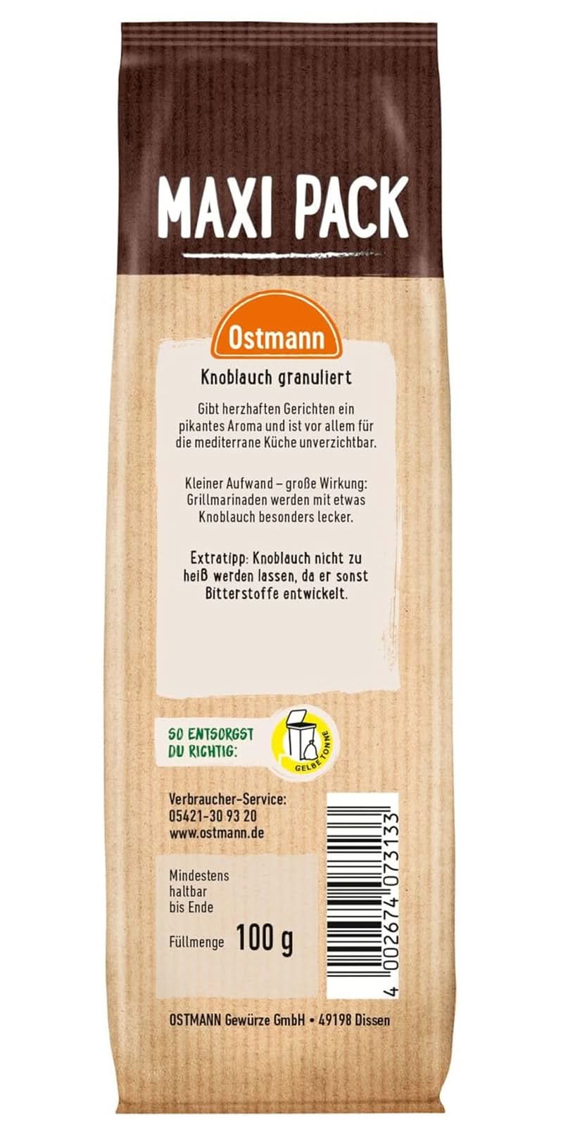 Ostmann - Ail granulé, 100 grammes Condimente Naty Shop