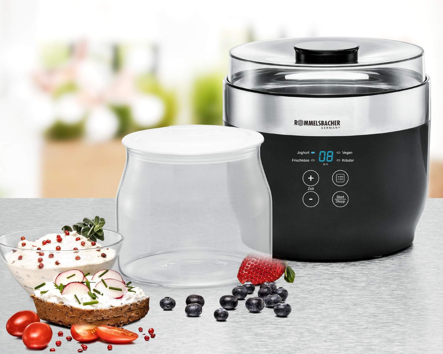 Rommelsbacher JG 1 Pot de Rechange pour Machine à Yaourt et Fromage Frais JG 80-1,2 Litre avec Couvercle (Lot de 2) Boîtes de Conservation Alimentaires Naty Shop