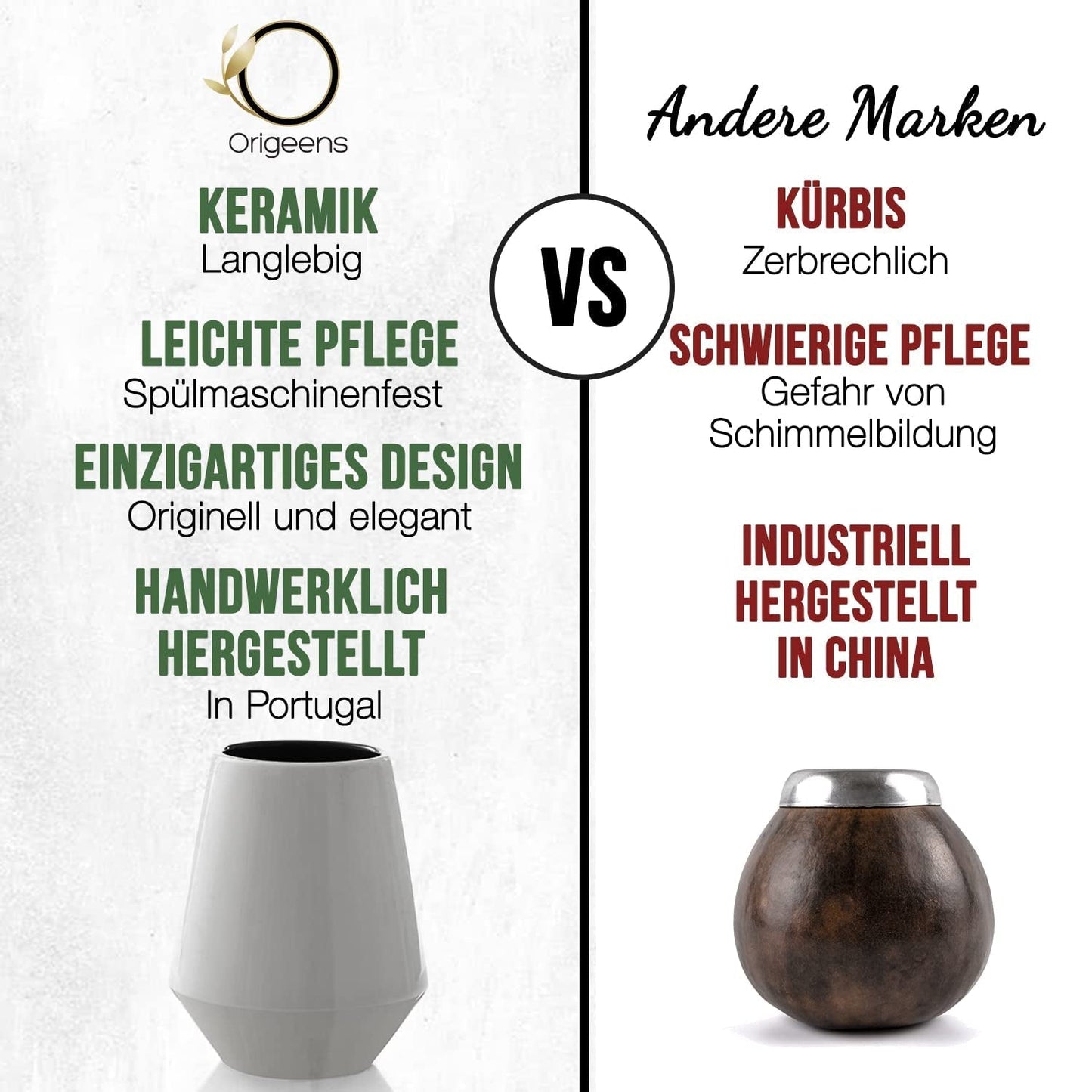 SERVICE À THÉ ORIGEENS MATE Avec tasse à maté portugais, bombilla et thé BIO Yerba Mate - Coffret cadeau original