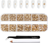 Beadland 2500Pcs Verre Nailart Strasssteine ​​​​Kristall Flatback Edelsteine ​​​​Runde, ​​​​pour Handwerk Gemischt 8 Größen SS4 ~ SS30 Mit Picking Pinzette Und Stift (Kristall Weiss)