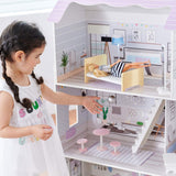 Teamson Kids Maison de poupée géante Olivia's Little World avec 16 accessoires de poupée, maison de poupée en bois avec meubles, 3 étages, maison de poupée 30 cm pour enfants, à partir de 3 ans