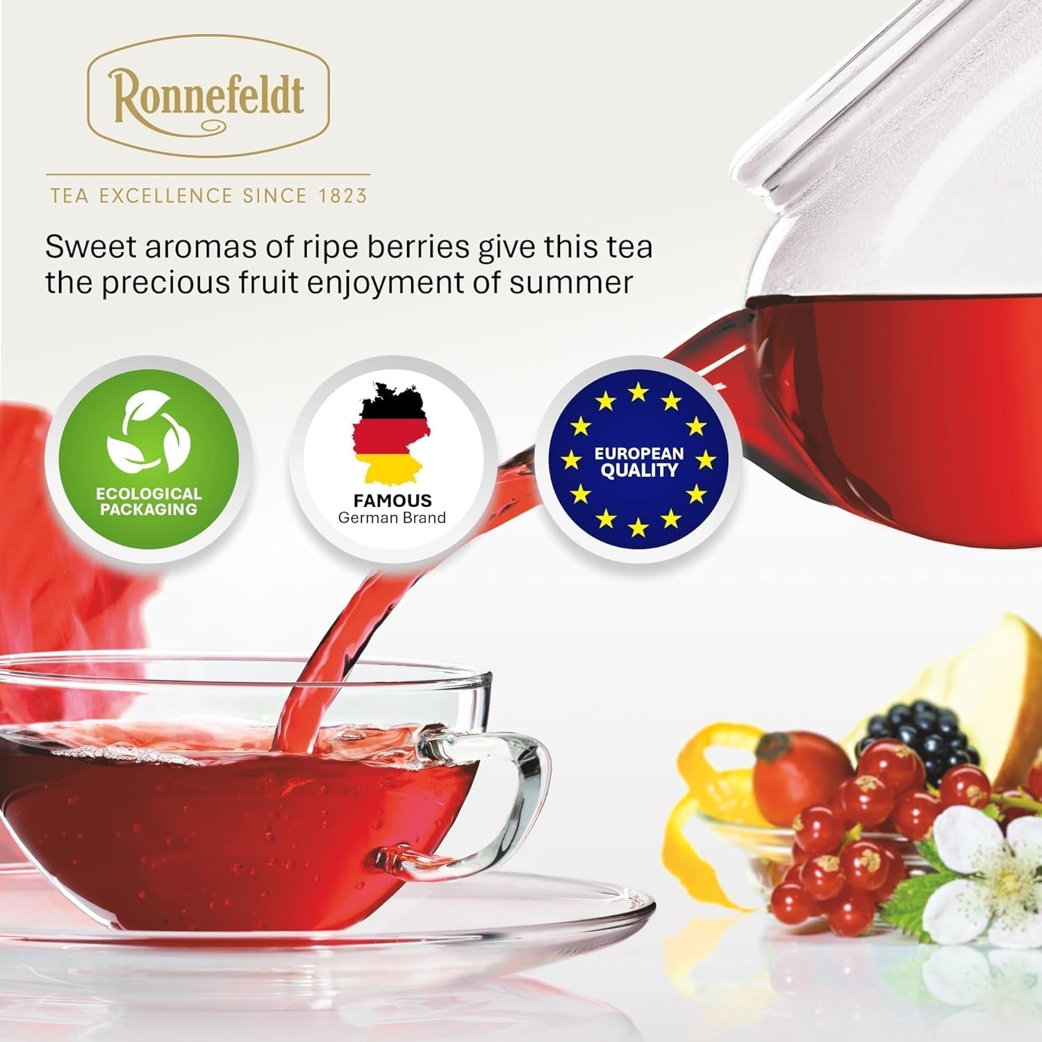 Teavelope "Baies Rouges" - thé aux fruits aromatisé à la fraise et à la framboise, 25 sachets de thé, 62,5 g