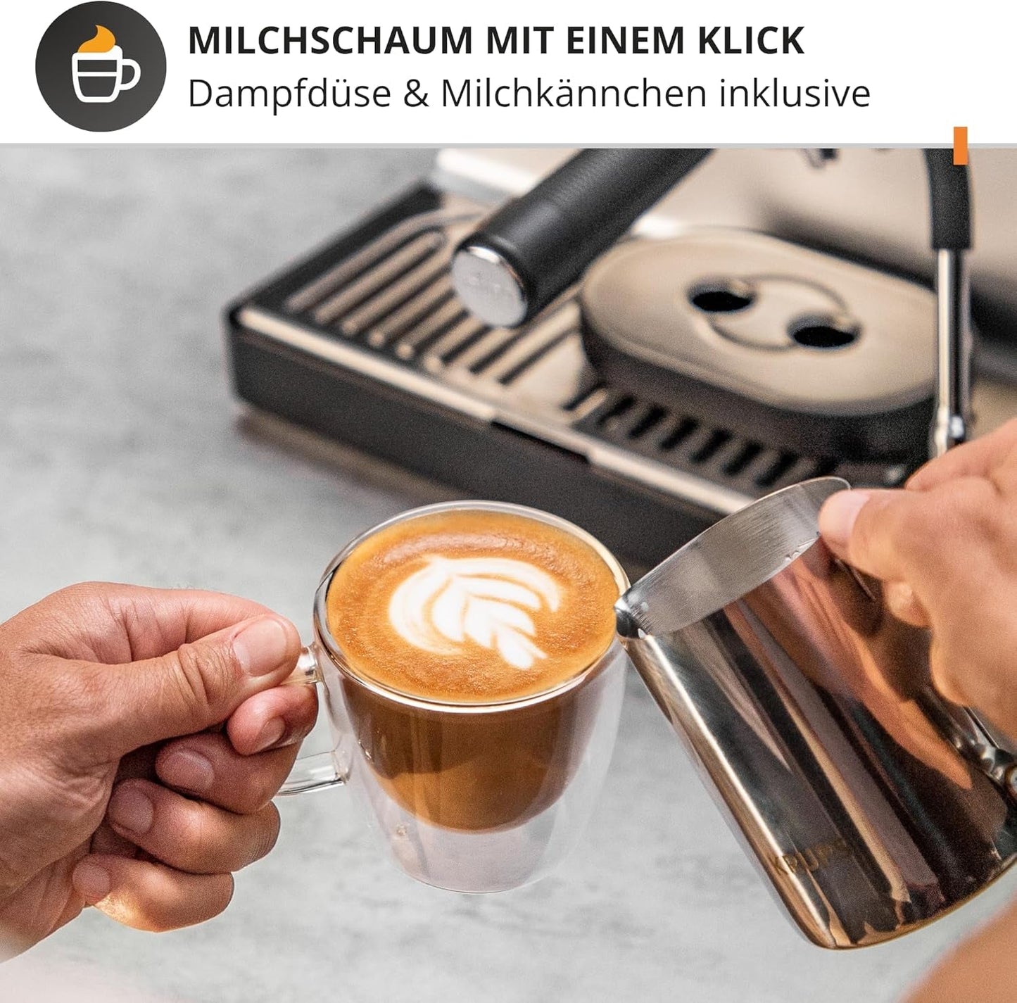 Machine à expresso manuelle Krups Precision avec porte-filtre et moulin, machine à café barista avec panneau de commande intuitif, réglages de pré-infusion, machine à expresso avec buse vapeur, chauffage rapide, XP801T10
