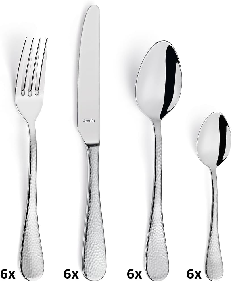 Amefa Sierra set de couverts 6 personnes | Cuisine 24 pièces en inox 18/10 Naty Shop