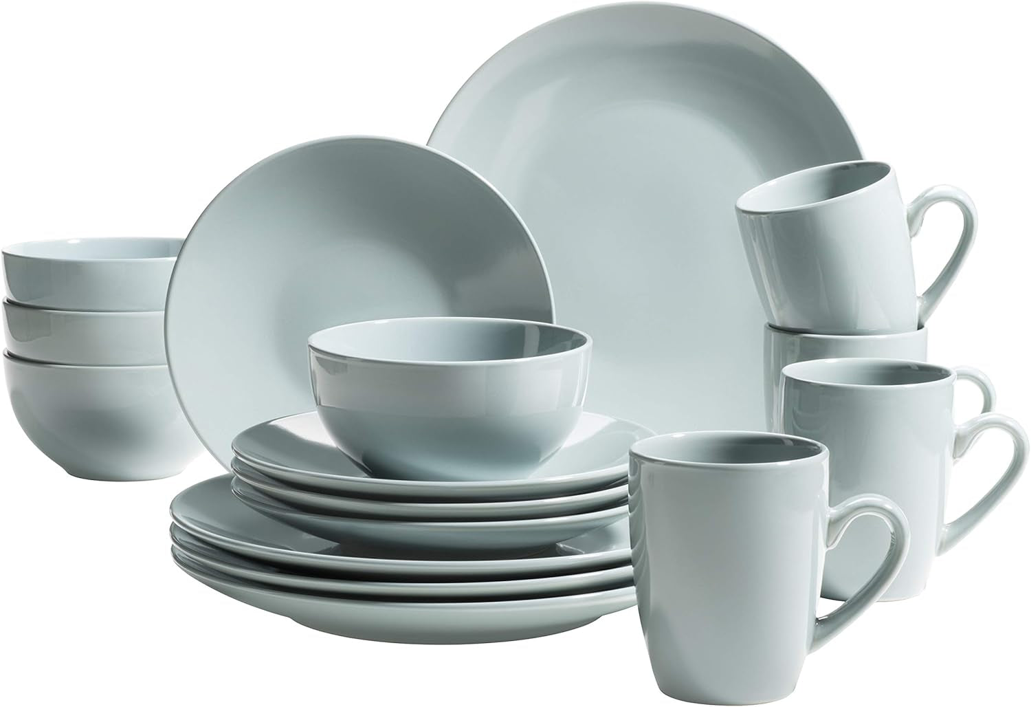 MÄSER Pastel Selection, Modernes Geschirr Set für 4 Personen, 16-teiliges Kombiservice en Keramik, Steinzeug, Turquoise-Grün