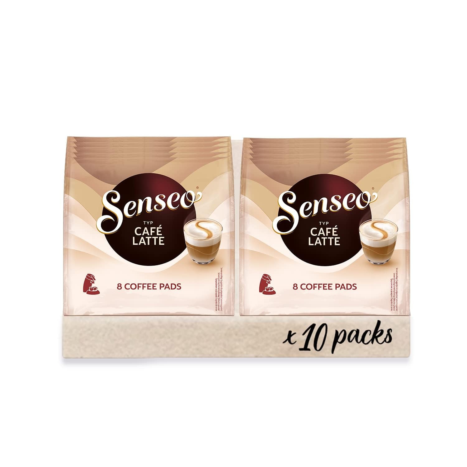 Senseo Pads Café Latte, 10 x 8 Getränke, 80 Kaffee Pos, y compris Senseo Pad Dose