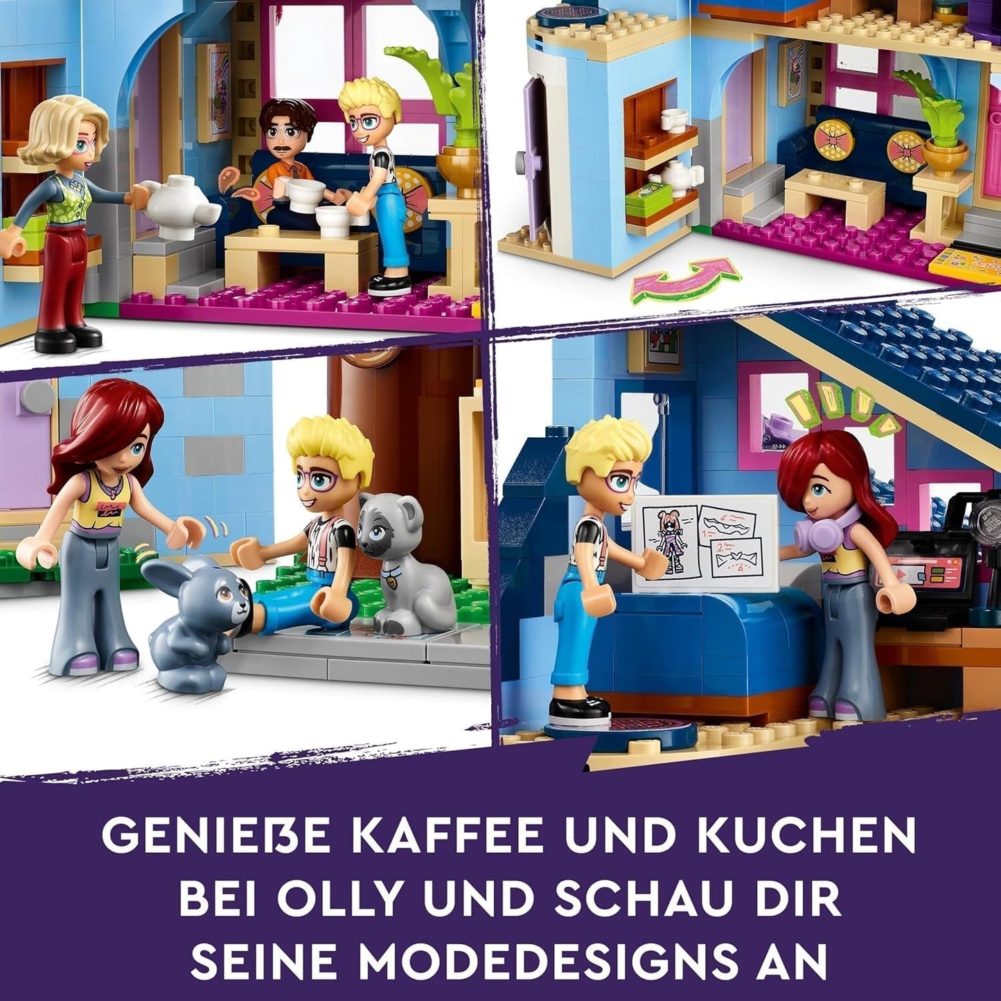 LEGO Friends Maison familiale Olly et Paisley, maison de poupée avec figurines et accessoires, ensemble maison à deux étages et cabane dans les arbres, cadeau créatif pour filles et garçons à partir de 7 ans 42620 Ensembles de construction Besuche an LEGO-Store