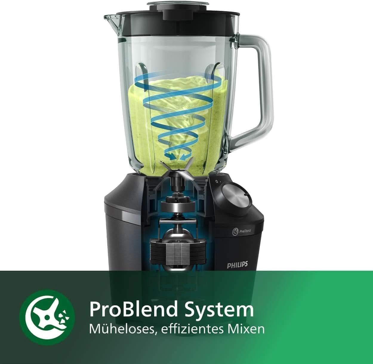 Philips Batteur sur socle et machine à smoothie – 600 W, 2 litres, application Homeid, 2 appareils de cuisson + fonction d'impulsion, Problend, fonction Ice-Crush (HR2291/41) Cuisine Naty Shop