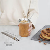 Service à thé Yerba Mate balibetov (tasse à Mate) en acier inoxydable avec bombilla (paille) pour maté, ensemble Yerba Mate facile à nettoyer et très résistant (BOIS)