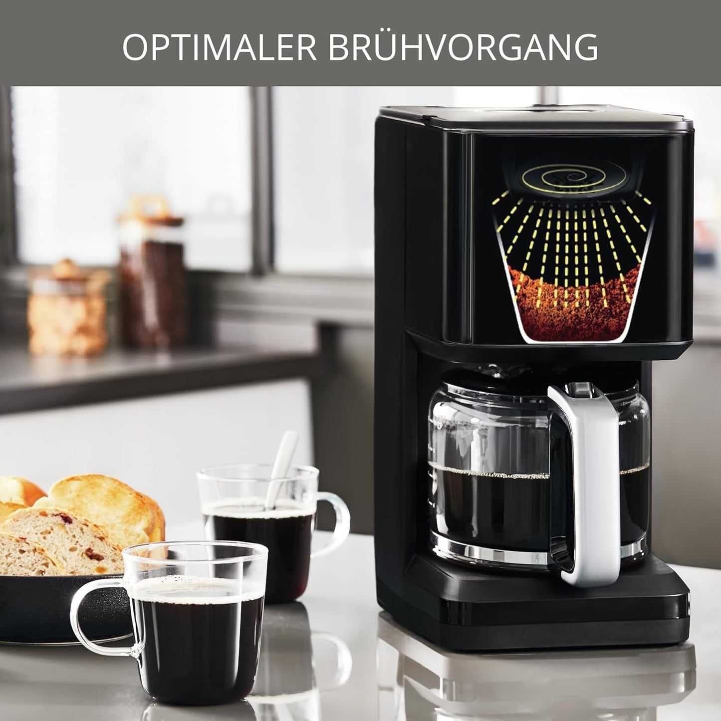 Machine à café Krups Smart'n Light avec minuterie, pour 1,25 litre de café filtre, fonction maintien au chaud, arrêt automatique, noir, KM600810