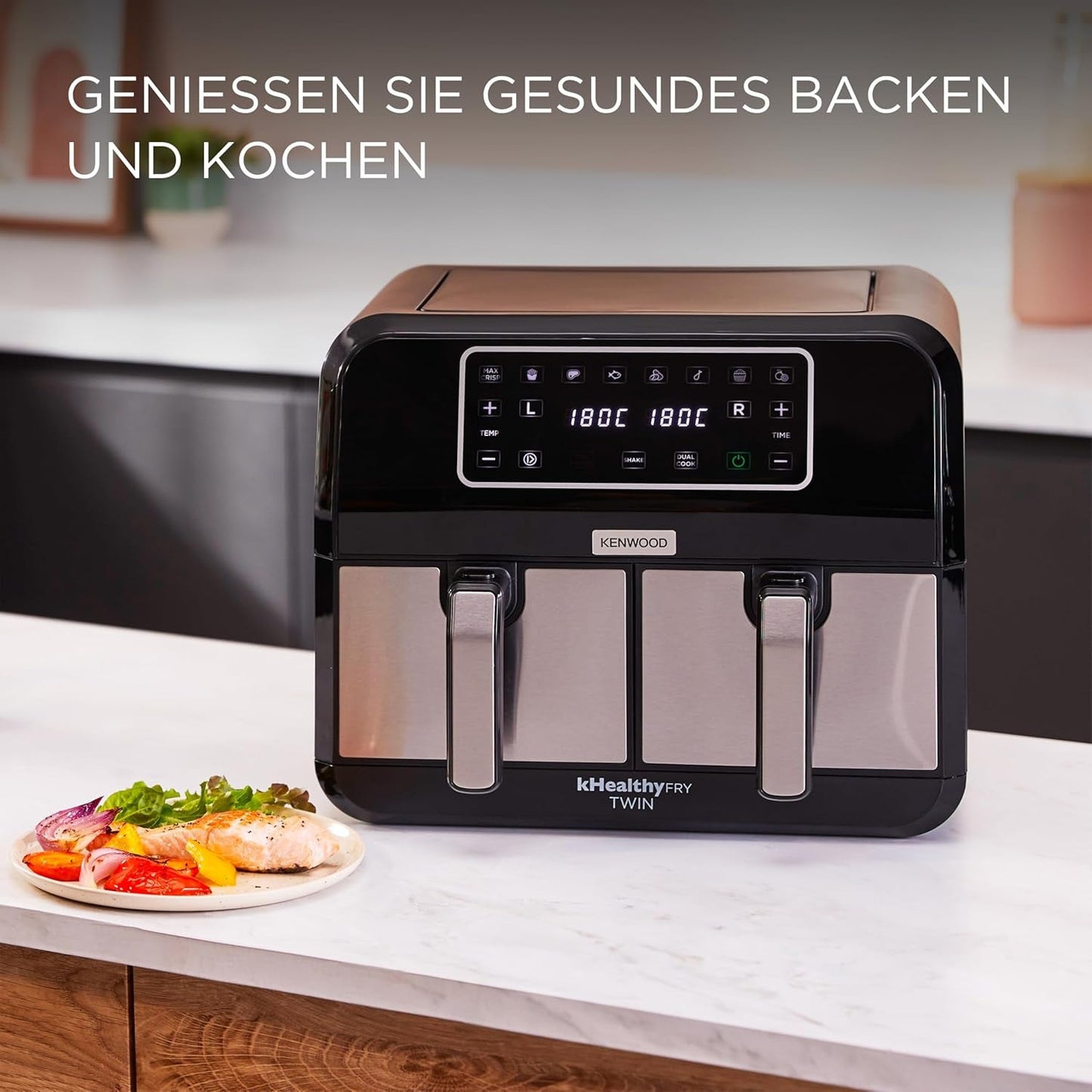 Kenwood Khealthy Twin Airfryer, 8L (2X4L), double chambre, 8 programmes, fonction Dual Cook & Sync Finish, écran tactile Électroménagers Naty Shop