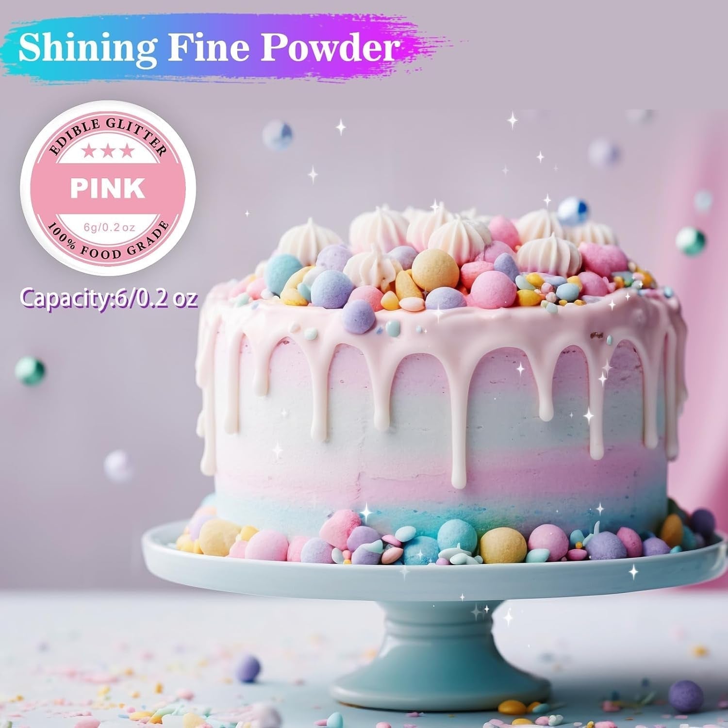 Paillettes comestibles - 6G colorant alimentaire en poudre pour chocolat, fraise, muffins, gâteaux, fondant (or)
