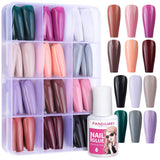 FANDAMEI 12 couleurs 288 pièces faux ongles lisses longue ballerine cercueil faux ongles acrylique ongles conseils longue ballerine faux ongles