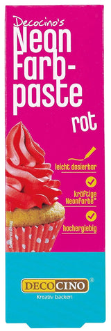 Decocino Neon Food Paste Rouge - Colorant alimentaire haute dose - Pour colorer gâteaux, muffins, cupcakes - Sans goût