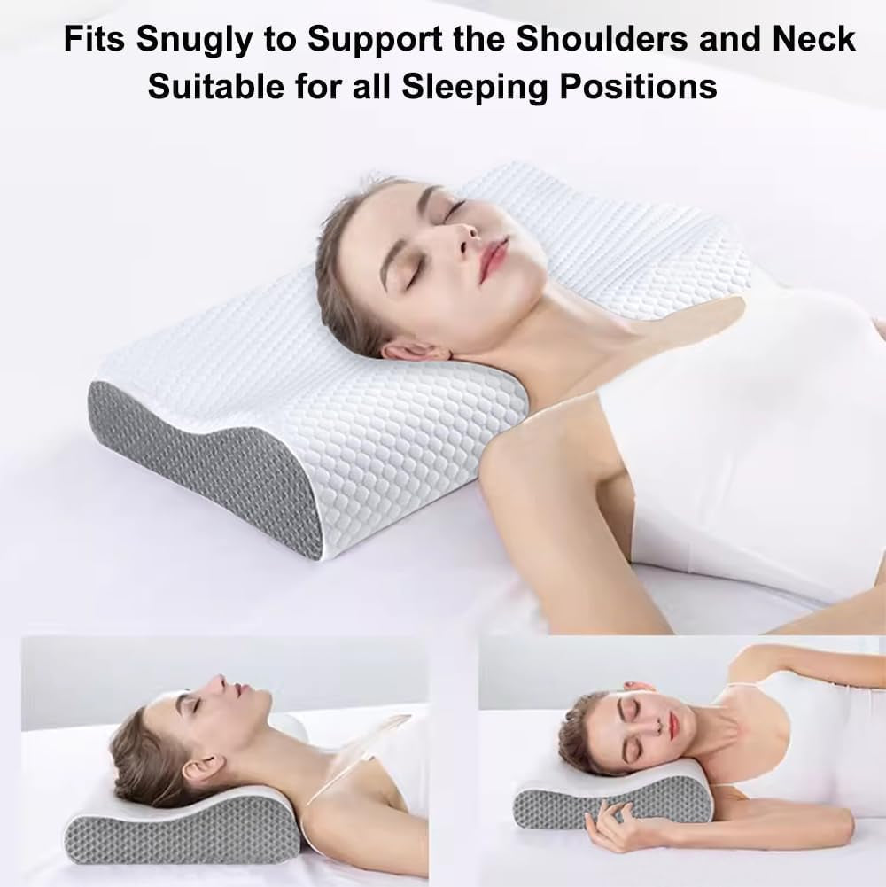 Ecosafeter Oreiller en mousse à mémoire de forme Oreiller de soutien cervical Oreiller ergonomique pour différentes positions de sommeil avec housse amovible Oreillers orthopédiques cervicaux Naty Shop