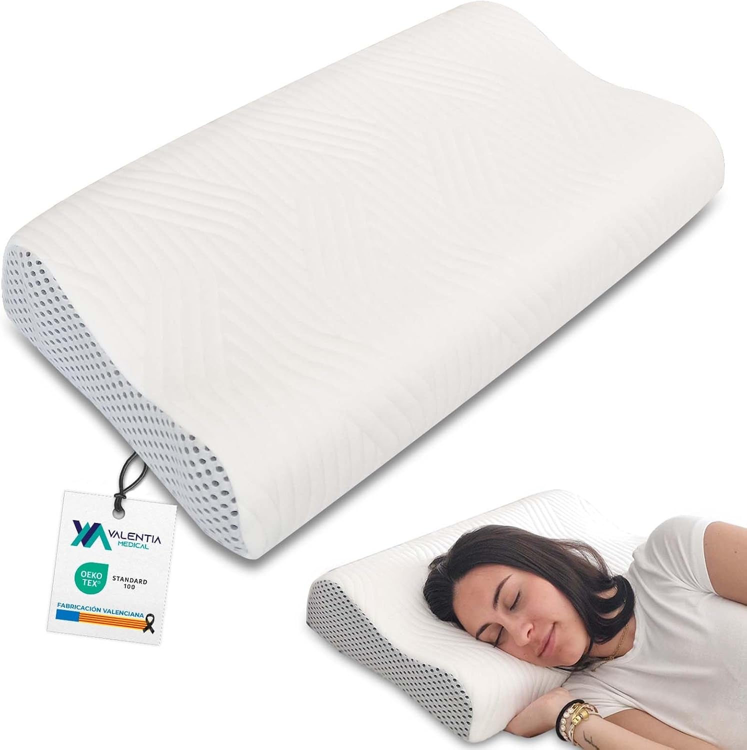 Valentia Medical - Oreiller de soutien cervical en mousse à mémoire de forme Oreiller orthopédique pour douleurs cervicales Oreiller cervical en mousse à mémoire de forme Housse ultra douce et lavable Oreillers orthopédiques cervicaux Naty Shop Titre par défaut