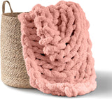 Couverture tricotée épaisse, jeté, 100% tricoté à la main avec du fil chenille géant (127 X 152,4 Cm, gris lilas) Lits et couvertures Adyrescia Shell rose 50 "X60"