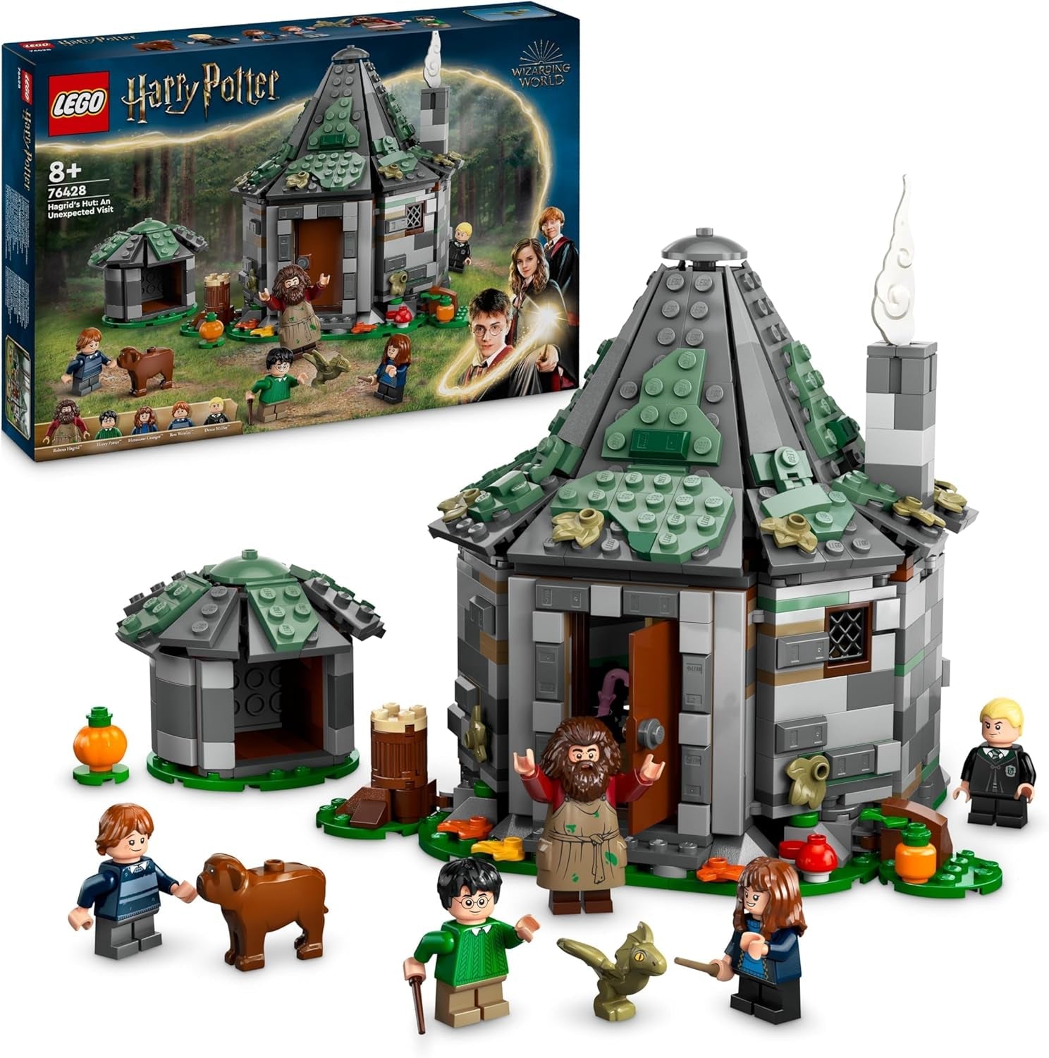 LEGO Harry Potter La cabane de Hagrid : une visite inattendue, ensemble avec 5 mini figurines et 2 figurines d'animaux, cadeau pour femmes et hommes, jouet d'aventure magique, ensemble fantastique 76428 Jeux de construction Beuche den LEGO-Store uniquement