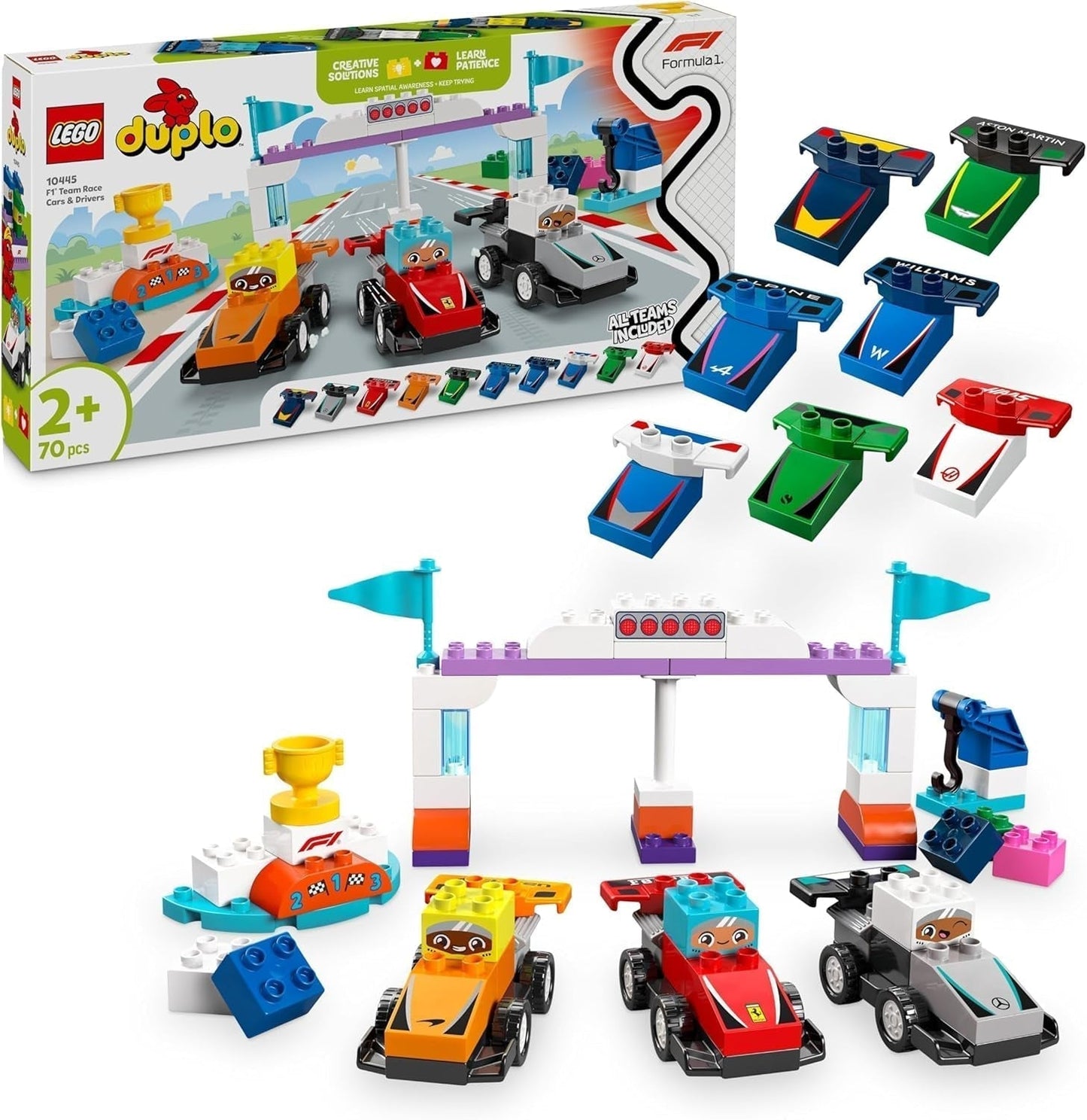 LEGO DUPLO Town F1 Team Voitures de course avec coureurs, jouet de construction pour toute la famille, expérience de jeu imaginative, cadeau d'anniversaire pour les tout-petits, garçons et filles de 2 ans 10445 Ensembles de construction Besuche den LEGO-Store Default Title