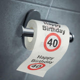 Lot de 4 papiers toilette "Joyeux 40ème anniversaire" │40ème anniversaire 24 mètres 2 tissus 180Gr/Qm │ Papier toilette papier toilette motif (4 X papier toilette 40)