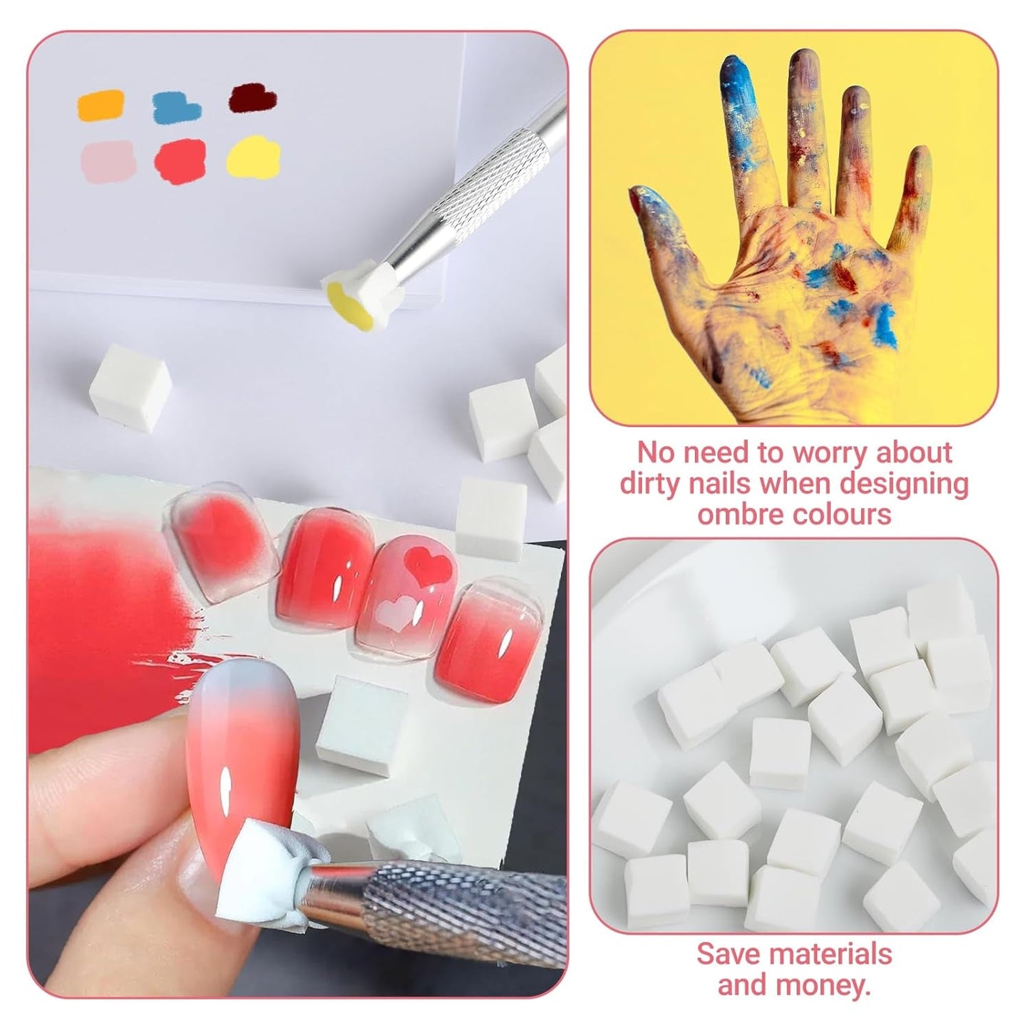 Pinceaux à ongles, outils de conception de ongles, 100 pièces de brosses pour Nail Art avec pinces métalliques, pinces à cheveux et applicateur de pinceau éponge pour les designs d'art d'ongles dégradés