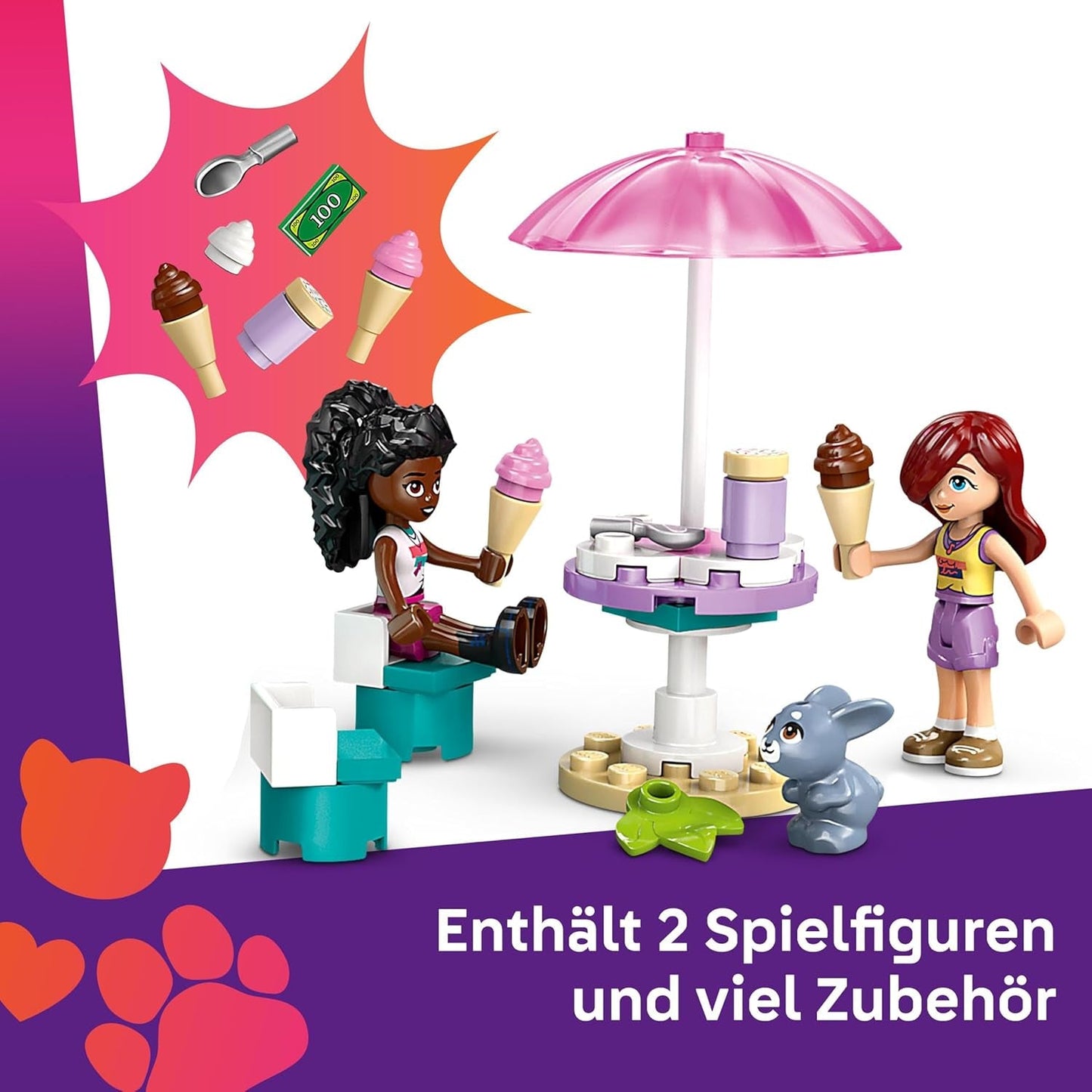 LEGO Friends Heartlake City Ice Cream Truck Pretend Play Set 2 figurines et un lapin ensemble de construction 4 ans filles jouet personnage figurine jouet de construction 42644 Jeux de construction Besuche den LEGO-Store