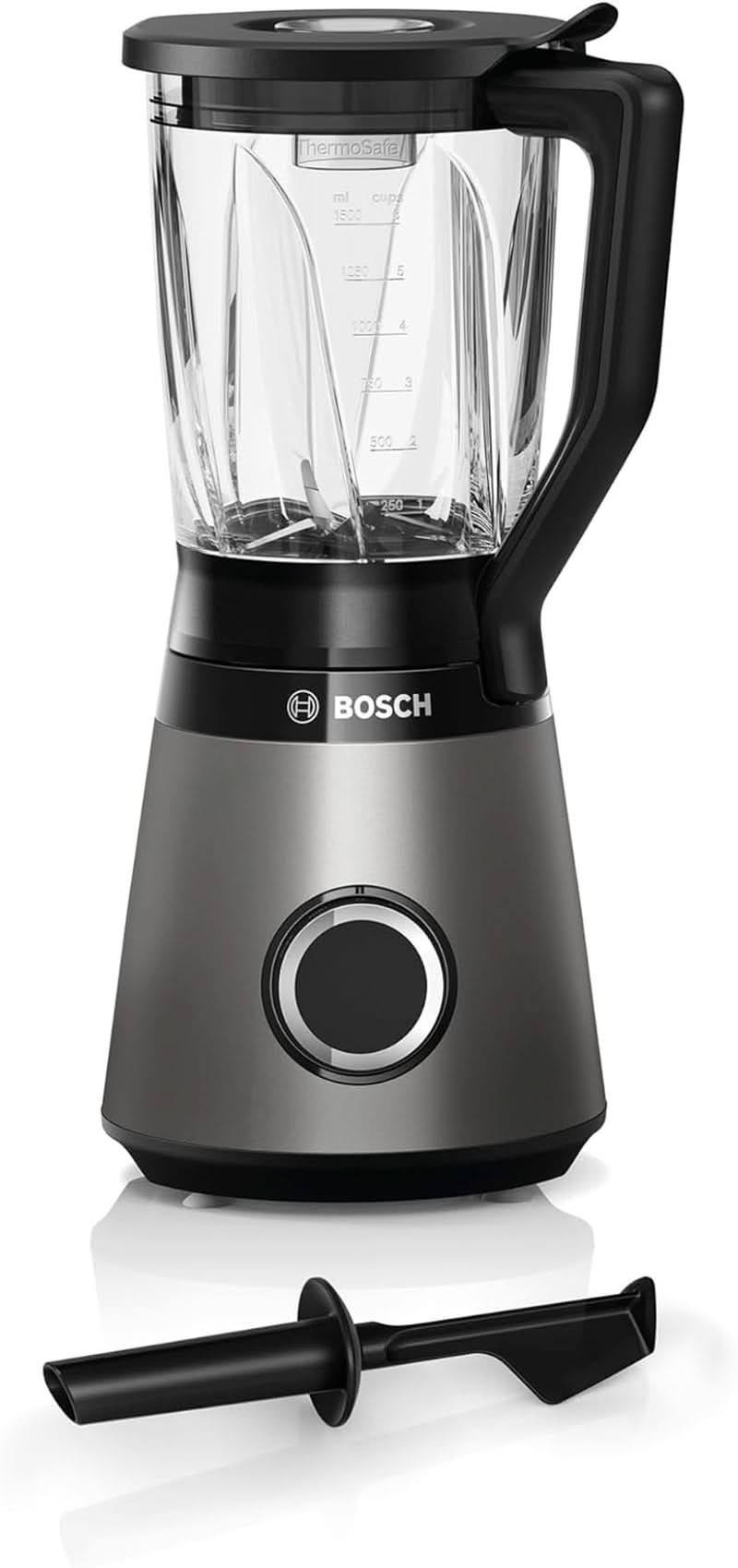 Bosch Batteur sur socle Vitapower Serie 4 MMB6172SN, Version Verbesserte, 10 Jahre Motorgarantie, Edelstahl-Klingen, 1,5L Glasbehälter, Spülmaschinenfeste Teile, 30 000 U/Min, 1200 W, Silver Kitchen Naty Shop