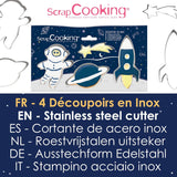 ScrapCooking – 4 Ausstechformen für Plätzchen, aus Edelstahl – Astronaut, Sternschnuppe, Rakete, Planeten – Formen für kleine Kuchen – Zubehör zum Backen Geburtstag Deko – 2084