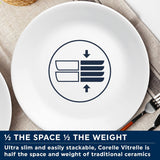 Service de table Winter Frost pour 4, 12 pièces, vaisselle en verre Vitrelle™ ultra-durable de qualité supérieure, passe au lave-vaisselle, au micro-ondes et au micro-ondes, design hivernal festif