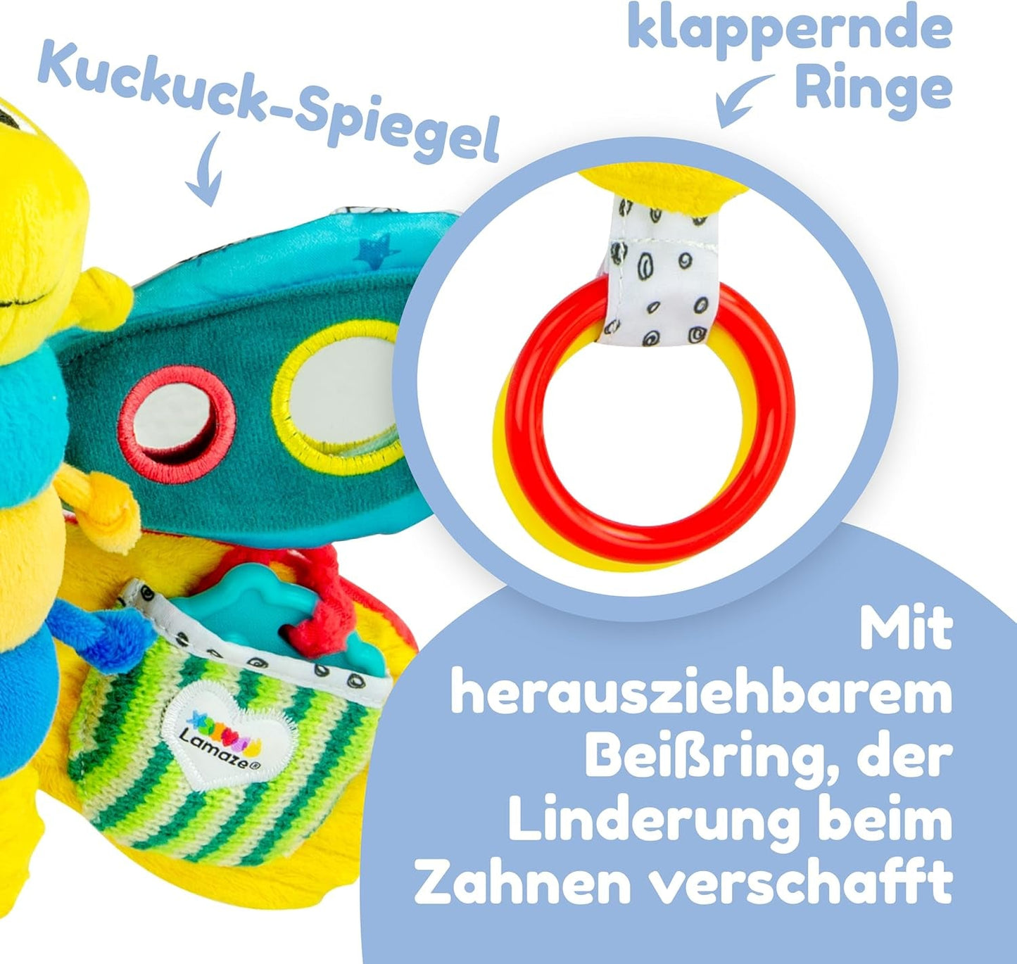 Lamaze Jouet Bébé "Freddie la Luciole" Clip & Go, Jouet de Haute Qualité pour les Tout-Petits, Pendentif Grip pour Renforcer la Relation Parent-Enfant, Dès 0 Mois, Plusieurs Coloris Bebe Toys Naty Shop